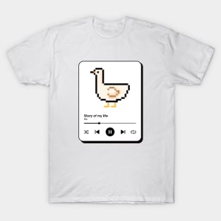 'Story of my life' Cute Duck Music Player Design T-Shirt